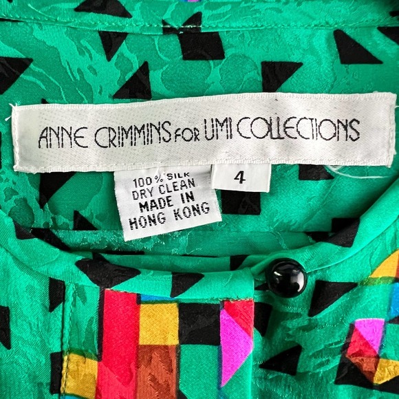 Anne Crimmins Umi Collections 80s Silk Long Sleeve Button Front Maxi Dress Sz 4 - Picture 8 of 8